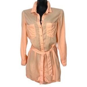 Cloth & Stone for Anthropologie Coral Tencel long sleeve Shirt dress size Small